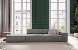 Világosszürke bársony háromszemélyes kanapé MICADONI Jodie 262 cm, bal