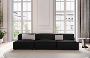 Fekete bársony háromszemélyes kanapé MICADONI Jodie 240 cm