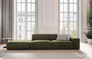 Zöld bársony háromszemélyes kanapé MICADONI Jodie 262 cm, bal