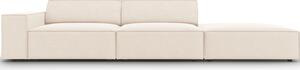 Bézs bársony háromszemélyes kanapé MICADONI Jodie 262 cm, jobb