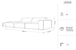 Bézs bársony háromszemélyes kanapé MICADONI Jodie 262 cm, bal