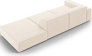 Bézs bársony háromszemélyes kanapé MICADONI Jodie 262 cm, jobb