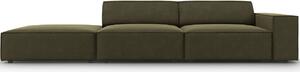 Zöld bársony háromszemélyes kanapé MICADONI Jodie 262 cm, bal