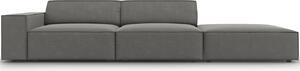 Világosszürke bársony háromszemélyes kanapé MICADONI Jodie 262 cm, jobb