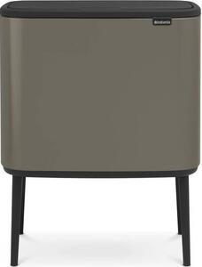 Brabantia Bo Touch Bin nyomófedeles szelektív hulladékgyűjtő, magasított, lábakon álló, műanyag tartály, 3x11L - X méret, acél, platinaszürke - 316043