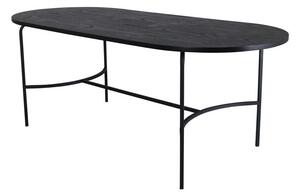 Asztal Dallas 1716, Fekete, 75x90x200cm, Közepes sűrűségű farostlemez, Természetes fa furnér, Fém