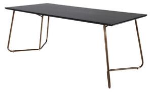 Asztal Dallas 1721, Fekete, Réz, 75x90x190cm, Közepes sűrűségű farostlemez, Természetes fa furnér, Fém