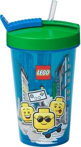 LEGO Coppenhagen 500ml Műanyag gyerek pohár szívószállal - Iconic fiú mintás