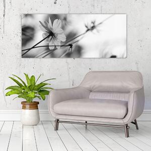 Kép - Fekete-fehér virágok (120x50 cm)