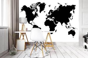 Fotótapéta - Fekete-fehér világtérkép (152,5x104 cm)
