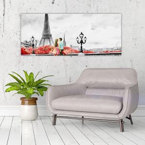 Kép - szerelmesek Párizsban (120x50 cm)
