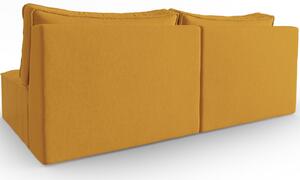 Mustársárga szövet kétszemélyes kanapé MICADONI Mike 160 cm