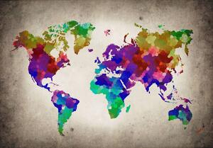 Fotótapéta - A világ színes térképe (152,5x104 cm)