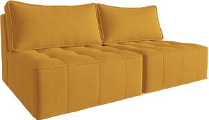 Mustársárga szövet kétszemélyes kanapé MICADONI Mike 160 cm