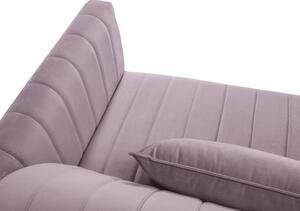 Világos rózsaszín bársony kétüléses kanapé MICADONI ANNITE 160 cm fekete talppal