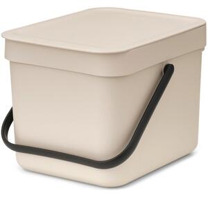 BRABANTIA Sort & Go konyhai szemetes felnyitható fedéllel fogantyúval 6L világos bézs - 251702 BR251702