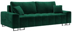 Sötétzöld bársony háromszemélyes kanapéágy MICADONI BYRON 250 cm