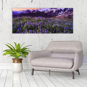 Kép - Vulkán és a virágok (120x50 cm)