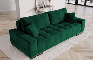Sötétzöld bársony háromszemélyes kanapéágy MICADONI BYRON 250 cm