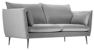 Világosszürke bársony kétüléses kanapé MICADONI AGATE 158 cm