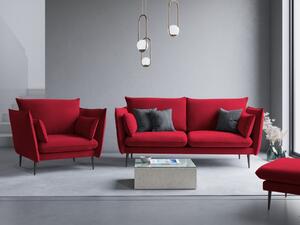 Piros bársony háromszemélyes kanapé MICADONI AGATE 183 cm