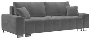 Sötétszürke bársony háromszemélyes kanapéágy MICADONI BYRON 250 cm