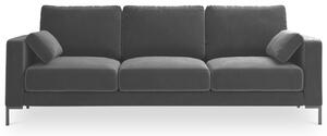 Fekete bársony háromszemélyes kanapé MICADONI JADE 220 cm