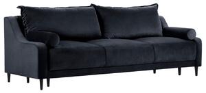 Sötétkék bársony háromszemélyes kanapéágy MICADONI RUTILE 215 cm