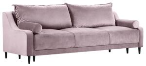 Levendula rózsaszín bársony háromszemélyes kanapéágy MICADONI RUTILE 215 cm