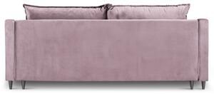 Levendula rózsaszín bársony háromszemélyes kanapéágy MICADONI RUTILE 215 cm