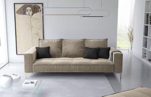 Bézs bársony háromszemélyes kanapé MICADONI JARDANITE 216 cm