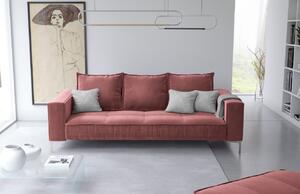 Rózsaszín bársony háromszemélyes kanapé MICADONI JARDANITE 216 cm