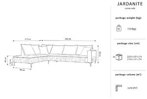 Világosszürke bársony sarokkanapé MICADONI JARDANITE 296 cm, bal