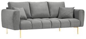 Szürke bársony háromszemélyes kanapé MICADONI MALVIN 220 cm