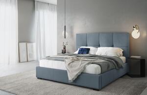 Világoskék bársony ágy MICADONI SAGE 140 x 200 cm