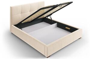 Bézs bársony ágy MICADONI SAGE 140 x 200 cm