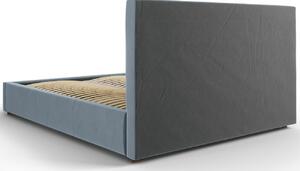 Világoskék bársony ágy MICADONI SERI 140 x 200 cm