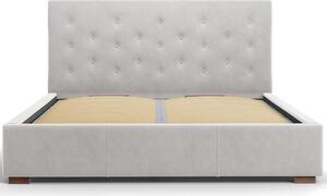 Világosszürke bársony ágy MICADONI SERI 140 x 200 cm