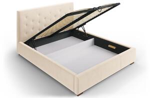Bézs bársony ágy MICADONI SERI 180 x 200 cm