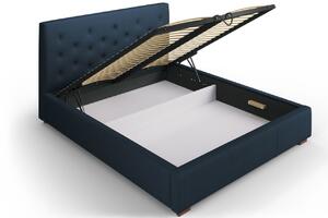 Kék szövet ágy MICADONI SERI 140 x 200 cm