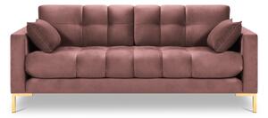MICADONI MAMAIA rózsaszín bársony kétüléses kanapé 152 cm, arany alappal