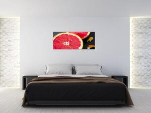Szeletelt grapefruit képe (120x50 cm)