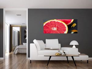 Szeletelt grapefruit képe (120x50 cm)