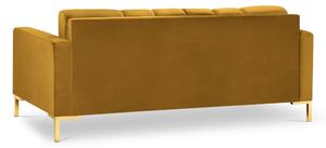 Sárga bársony kétüléses kanapé MICADONI MAMAIA 152 cm arany alappal