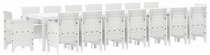 VidaXL Kert étkező szett 17 pcs Fehér Polt rattan