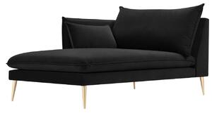 Fekete bársony fotel MICADONI AGATE 165 cm, balra arany alappal
