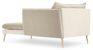 Bézs bársony fotel MICADONI AGATE 165 cm, eredeti, arany alappal