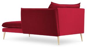 Piros bársony fotel MICADONI AGATE 165 cm, igazi arany alappal