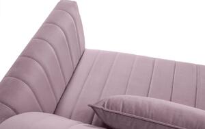 MICADONI ANNITE 160 cm-es világos rózsaszín bársony kétüléses kanapé arany alappal