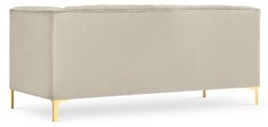 Bézs bársony kétüléses kanapé MICADONI ANNITE 160 cm, arany alappal